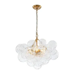Brass Luxe Cluster Hammered Glass Globe Bubble Chandelier