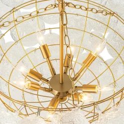 Brass Luxe Cluster Rippled Glass Globe Bubble Chandelier