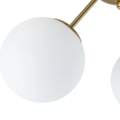 Brass Mid-Century 3-Light Glass Globe Semi Flush Mount