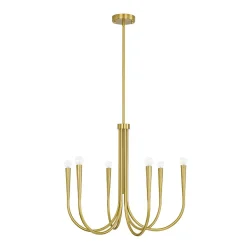 Brass Mid-Century Minimalist Tiered Candle Style Chandelier