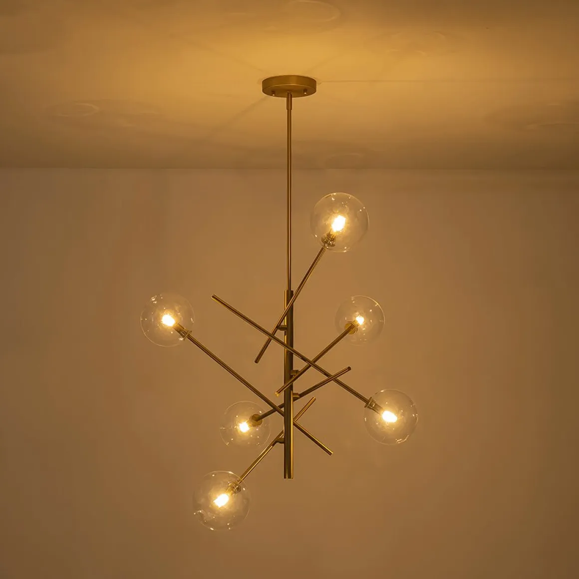 Celestial Glass Globe Sputnik Chandelier - Adjustable Linear Arm