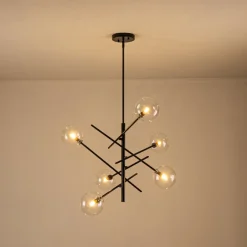 Celestial Glass Globe Sputnik Chandelier - Adjustable Linear Arm