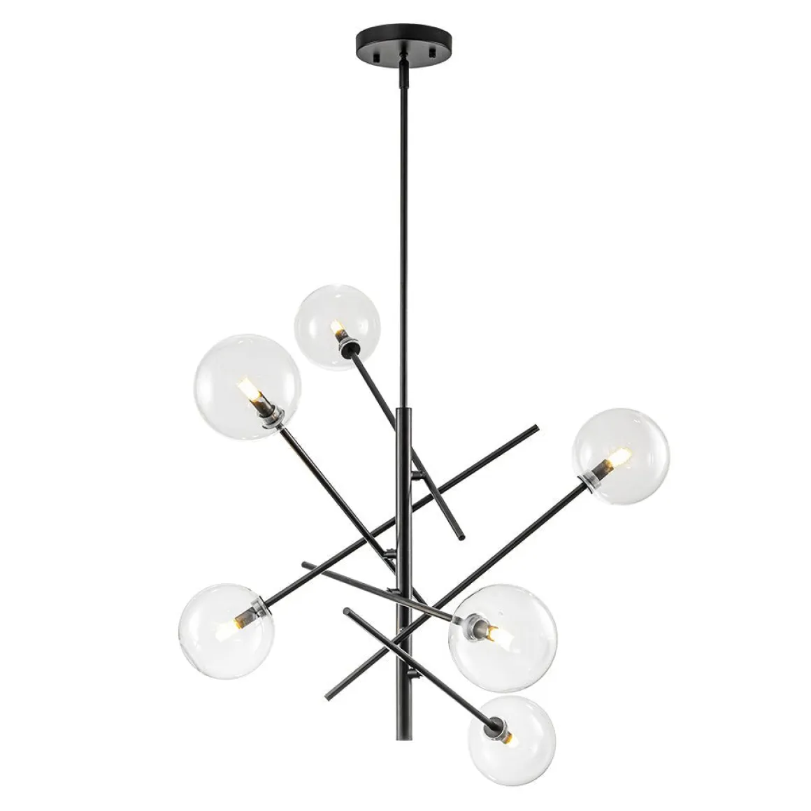 Celestial Glass Globe Sputnik Chandelier - Adjustable Linear Arm
