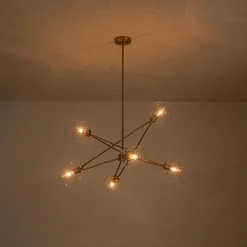 Celestial Glass Globe Staggered Linear Sputnik Chandelier