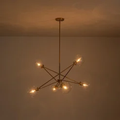 Celestial Glass Globe Staggered Linear Sputnik Chandelier
