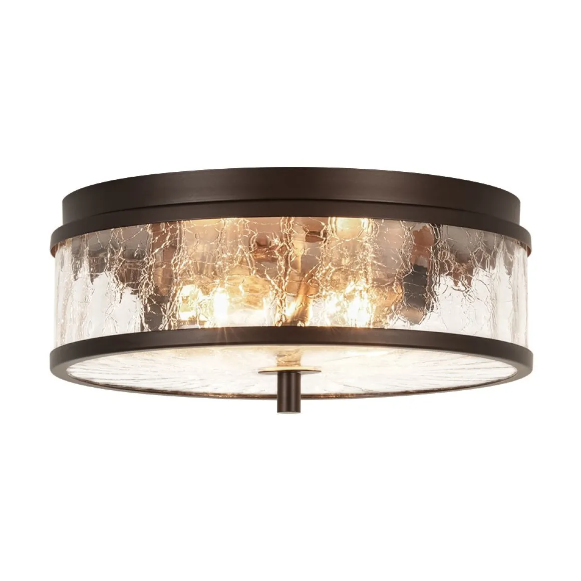 Clear Crackled Glass Drum Flush Mount Light