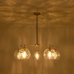 Clear Hammered Glass Globe 5-light Round Sputnik Chandelier