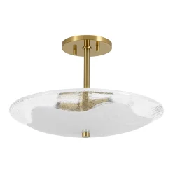 Cloudy Style Textured Glass Shallow Bowl Round Semi Flush Mount