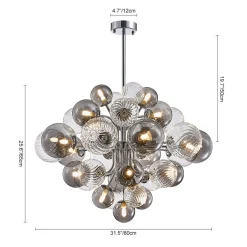Cluster Glass Globe Bubble Chandelier 23.6
