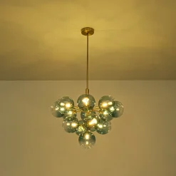 Cluster Gradual Blue Glass Bubble Tiered Chandelier