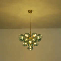 Cluster Gradual Blue Glass Bubble Tiered Chandelier