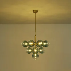 Cluster Gradual Blue Glass Bubble Tiered Chandelier