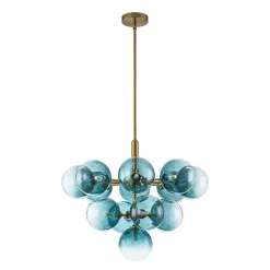 Cluster Gradual Blue Glass Bubble Tiered Chandelier