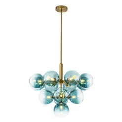 Cluster Gradual Blue Glass Bubble Tiered Chandelier