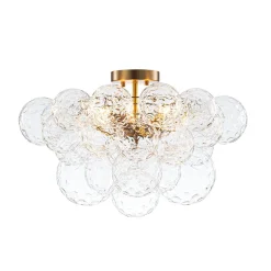 Cluster Hammered Textured Glass Bubble Semi Flush Chandelier