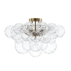 Cluster Hammered Textured Glass Bubble Semi Flush Chandelier