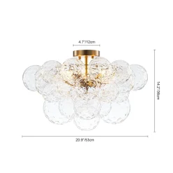 Cluster Hammered Textured Glass Bubble Semi Flush Chandelier