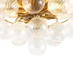 Cluster Ribbed Glass Bubble Round Tiered Semi Flush Chandelier