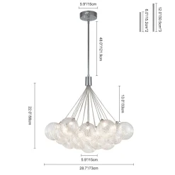 Cluster Ribbed Glass Dimmable LED Bubble Chandelier