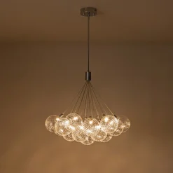 Cluster Ribbed Glass Dimmable LED Bubble Chandelier