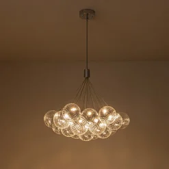 Cluster Ribbed Glass Dimmable LED Bubble Chandelier