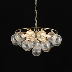 Cluster Ribbed Glass Globe Bubble Round Tiered Chandelier