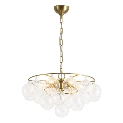 Cluster Ribbed Glass Globe Bubble Round Tiered Chandelier