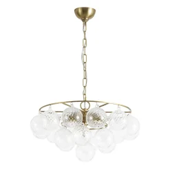 Cluster Ribbed Glass Globe Bubble Round Tiered Chandelier
