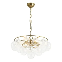 Cluster Ribbed Glass Globe Bubble Round Tiered Chandelier