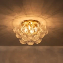 Cluster Rippled Glass Bubble Round Semi Flush Chandelier