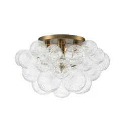 Cluster Rippled Glass Bubble Round Semi Flush Chandelier