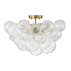 Cluster Rippled Textured Glass Bubble Semi Flush Chandelier