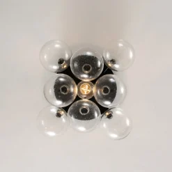 Cluster Seeded Glass Globe Bubble Round Semi Flush Mount
