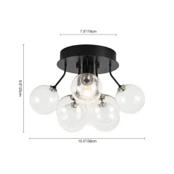 Cluster Seeded Glass Globe Bubble Round Semi Flush Mount