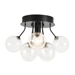 Cluster Seeded Glass Globe Bubble Round Semi Flush Mount