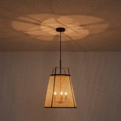Coastal Woven Rattan Conical Lantern Pendant Light
