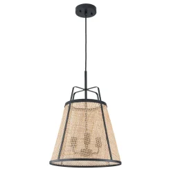 Coastal Woven Rattan Conical Lantern Pendant Light