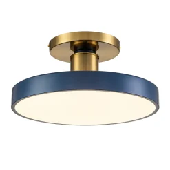 Contemporary Brass Blue Round LED Semi Flush Lighting