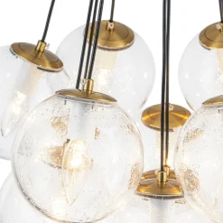 Contemporary Cluster Seeded Glass Globe Bubble Chandelier