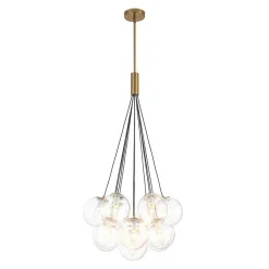 Contemporary Cluster Seeded Glass Globe Bubble Chandelier