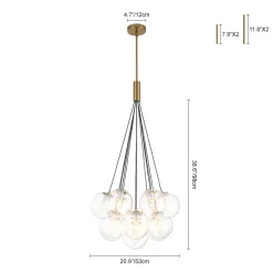 Contemporary Cluster Seeded Glass Globe Bubble Chandelier