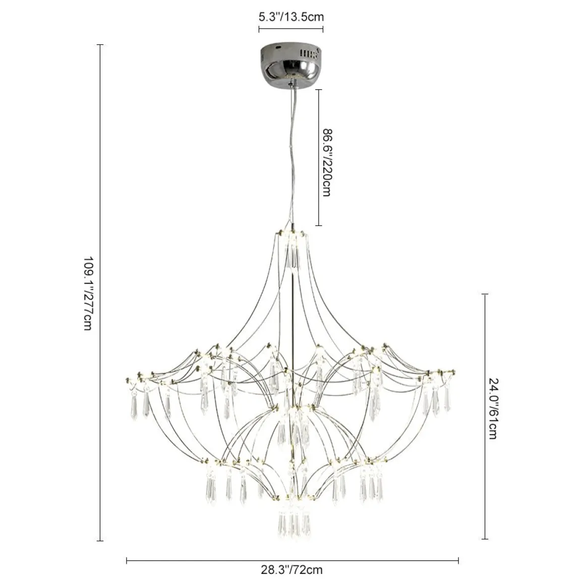 Contemporary Glam Starry Geometric LED Crystal Chandelier