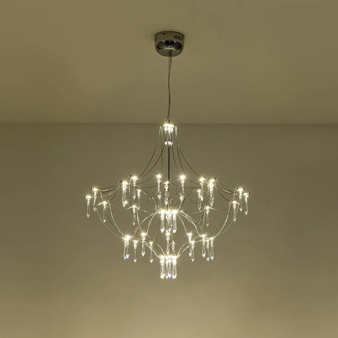 Contemporary Glam Starry Geometric LED Crystal Chandelier