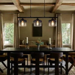 Contemporary 3-Light Gradual Smoked Glass Island Chandelier