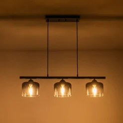 Contemporary 3-Light Gradual Smoked Glass Island Chandelier