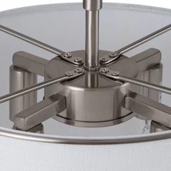 Contemporary Wide Linen Drum Brass Semi Flush Mount