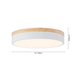 Contemporary Wood Round Dimmable LED Ceiling Light