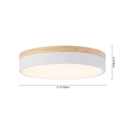 Contemporary Wood Round Dimmable LED Ceiling Light