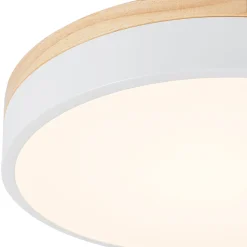 Contemporary Wood Round Dimmable LED Ceiling Light