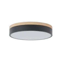 Contemporary Wood Round Dimmable LED Ceiling Light